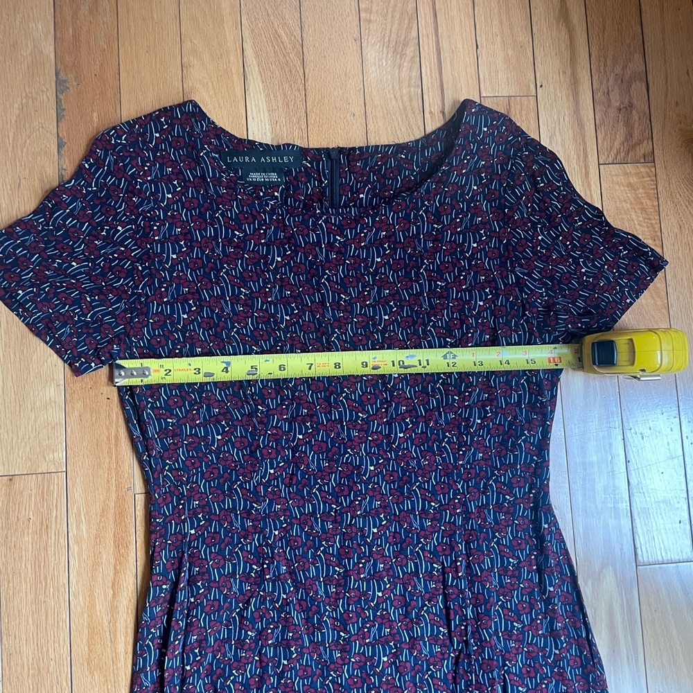 Vintage Laura Ashley Navy & Burgundy Midi Dress - Picture 4 of 11